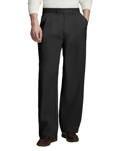Susclude Mens Casual Dress Pants Old Money Pleated Baggy Wide Leg Vintage Relaxed Fit Slacks Work... | Amazon (US)