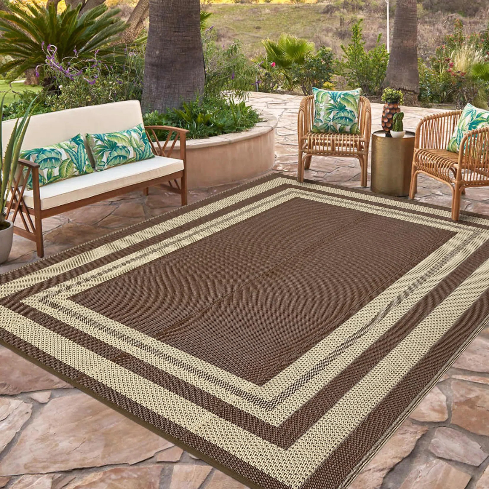 Outdoor Rug 9x18 ft Waterproof Mat Reversible Outdoor Plastic Straw Rug Patio Rugs Camping Rugs Portable Outdoor Mat for RV Porch Balcony Backyard Pi | Wayfair North America