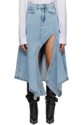 Blue Cutout Midi Skirt | SSENSE