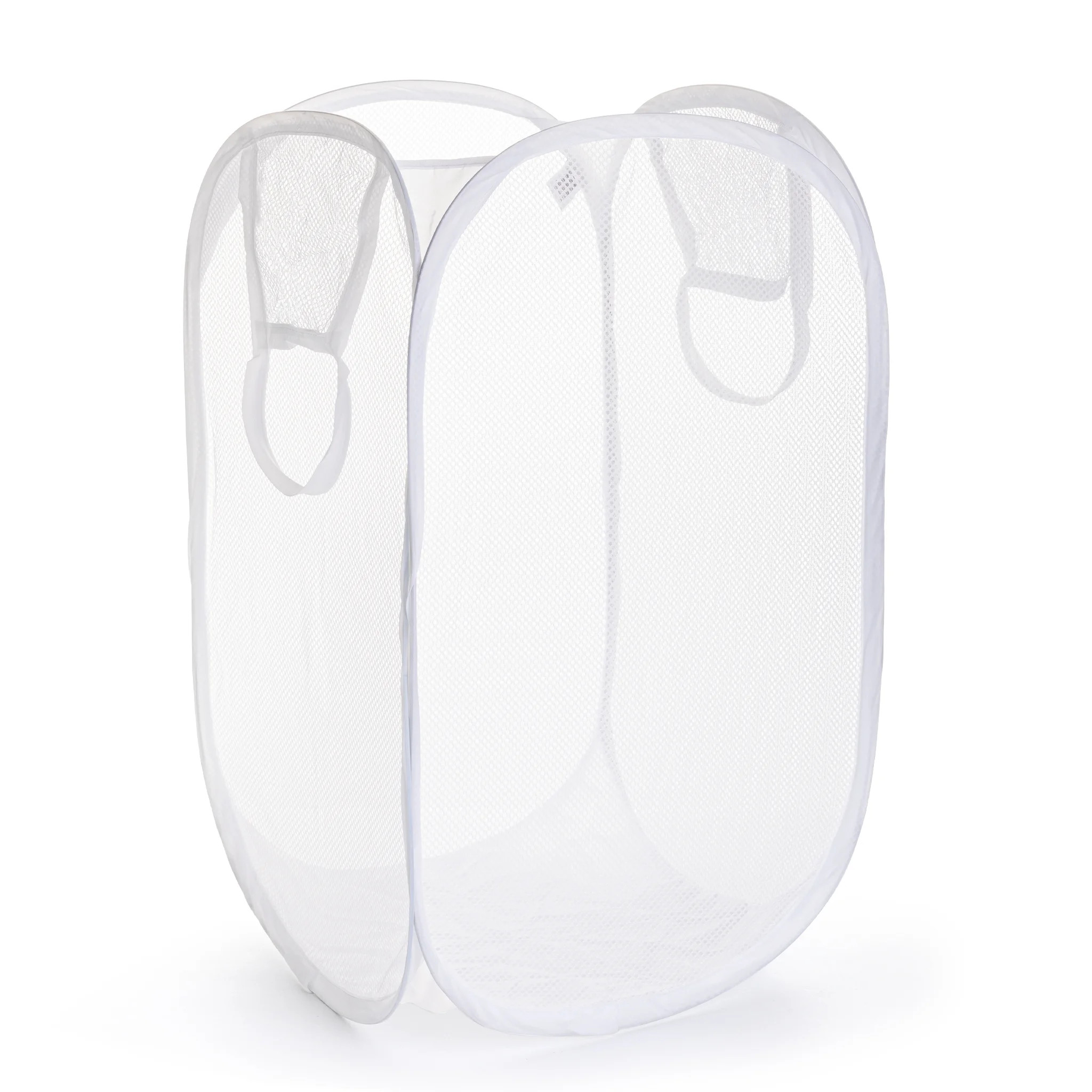 Mainstays Mesh Pop-up Hamper, Collapsible, Holds 2 Loads, White, Adult | Walmart (US)
