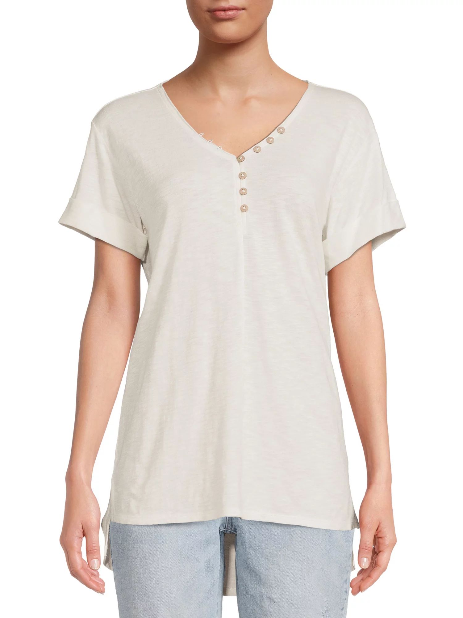 Time and Tru Women's Short Sleeve Henley | Walmart (US)