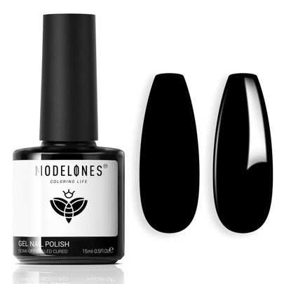 Modelones Gel Nail Polish, 1 Pcs 15ml Pure Black Color Gel Polish Set Soak Off LED Long-Wear Mirror Shine Essential Nail Gel Salon Manicure Design DIY | SHEIN