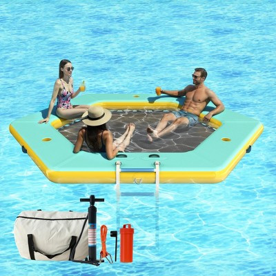AMERLIFE 10FT Hexagon Inflatable Water Hammock with Mesh Platform, Drop-Stitch PVC, Mint Green | Target
