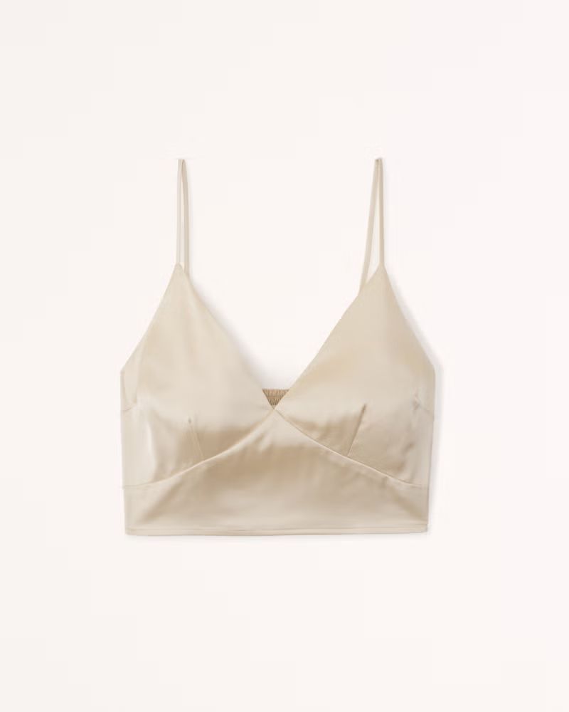 Women's Cropped Satin Top | Women's Tops | Abercrombie.com | Abercrombie & Fitch (US)
