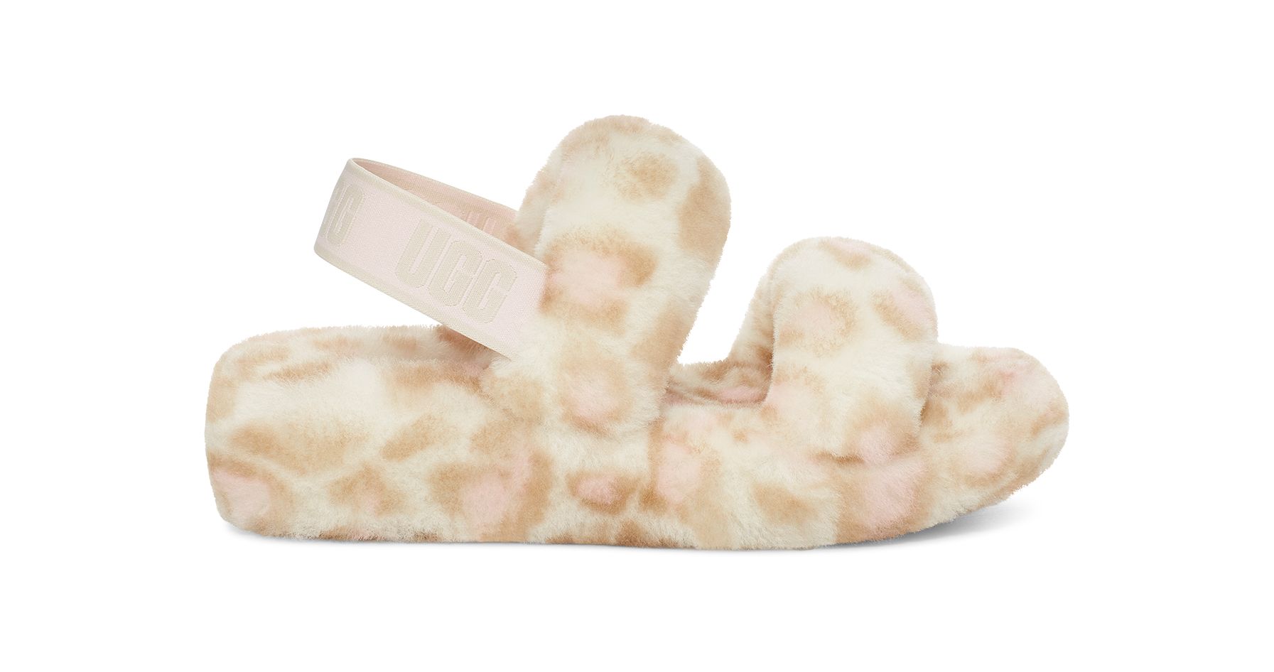 UGG Women's Oh Yeah Panther Print Sheepskin Slippers in White, Size 8 | UGG (US)