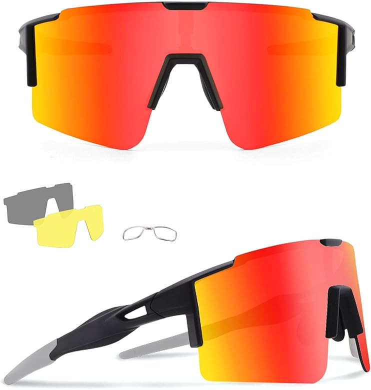 Ukoly Cycling Sunglasses Sports Sunglasses for Women Men with 3 Interchangeable Lenses, Baseball ... | Amazon (US)