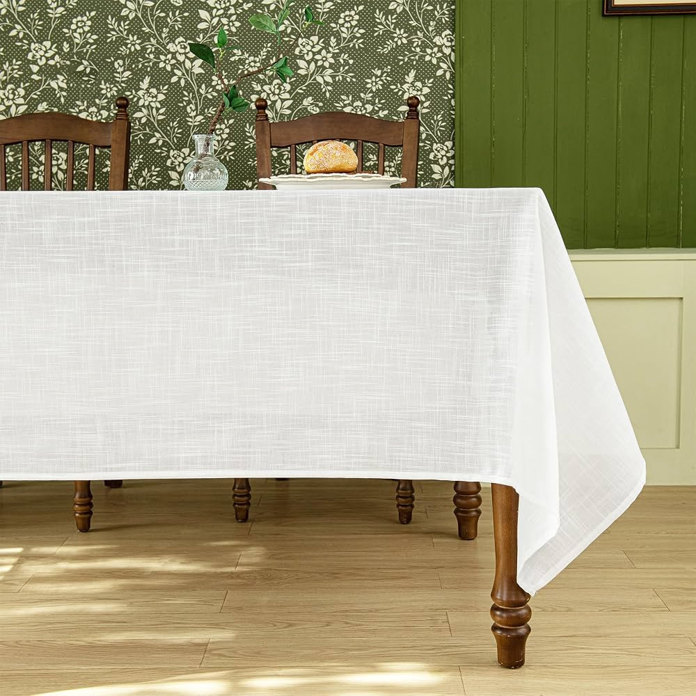 Natural Linen Rectangle Tablecloth, Slubby Textured Fall Lightweight Table Cloth 60 x 84 Inch, Wa... | Amazon (US)