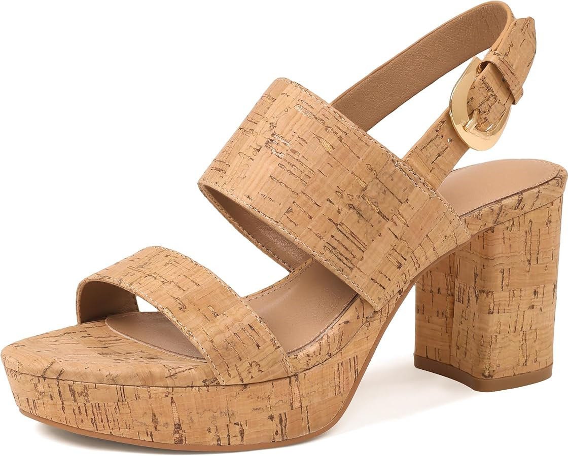 Marc Ford Platform Heels for Women Chunky Heels Sandals with Ankle Strap Fashion Open Toe Block H... | Amazon (US)