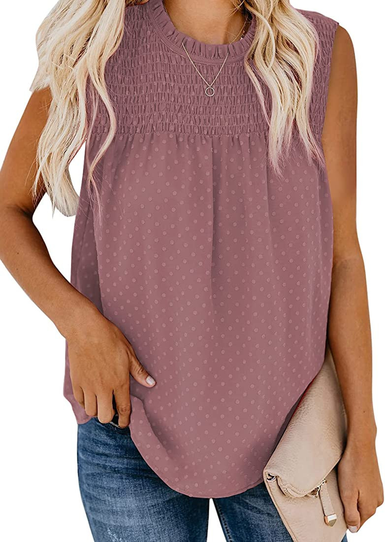 Paitluc Blouses for Women Blouse Sleeveless Womens Work Blouses Swiss Dot Blouse for Women | Amazon (US)