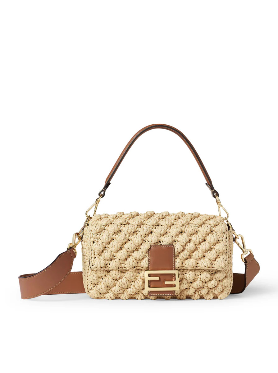 BAGUETTE BAG IN RAFFIA WITH A HAZELNUT STITCH | Suitnegozi INT