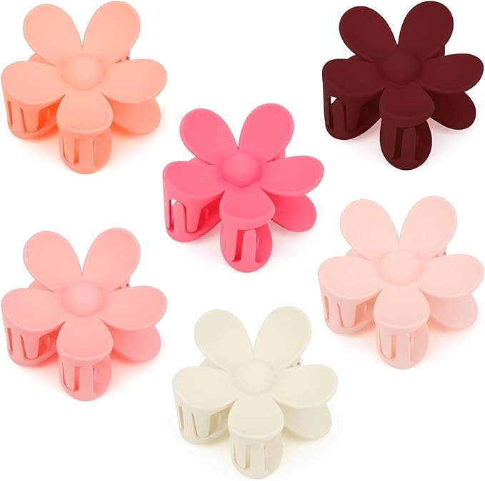 Flower Claw Clips,6 PCS Matte Flower Hair Clips,Flower Hair Clips for Women,Non Slip & Strong Hol... | Amazon (UK)