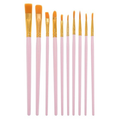 Unique Bargains Plastic 10 Pcs Oil Painting Brush Set Paint Brush Set Pink 1 Set | Target