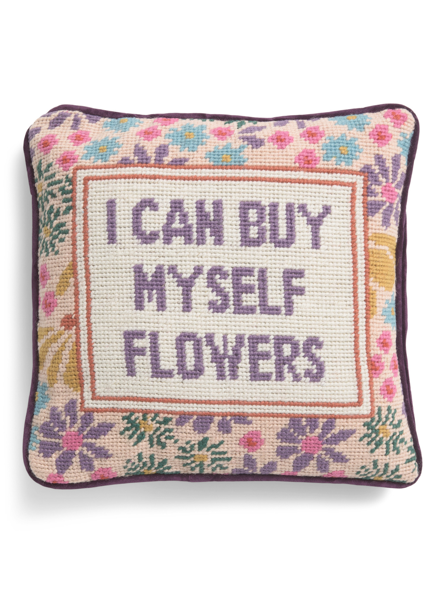 11x11 Flowers Needlepoint Pillow | TJ Maxx