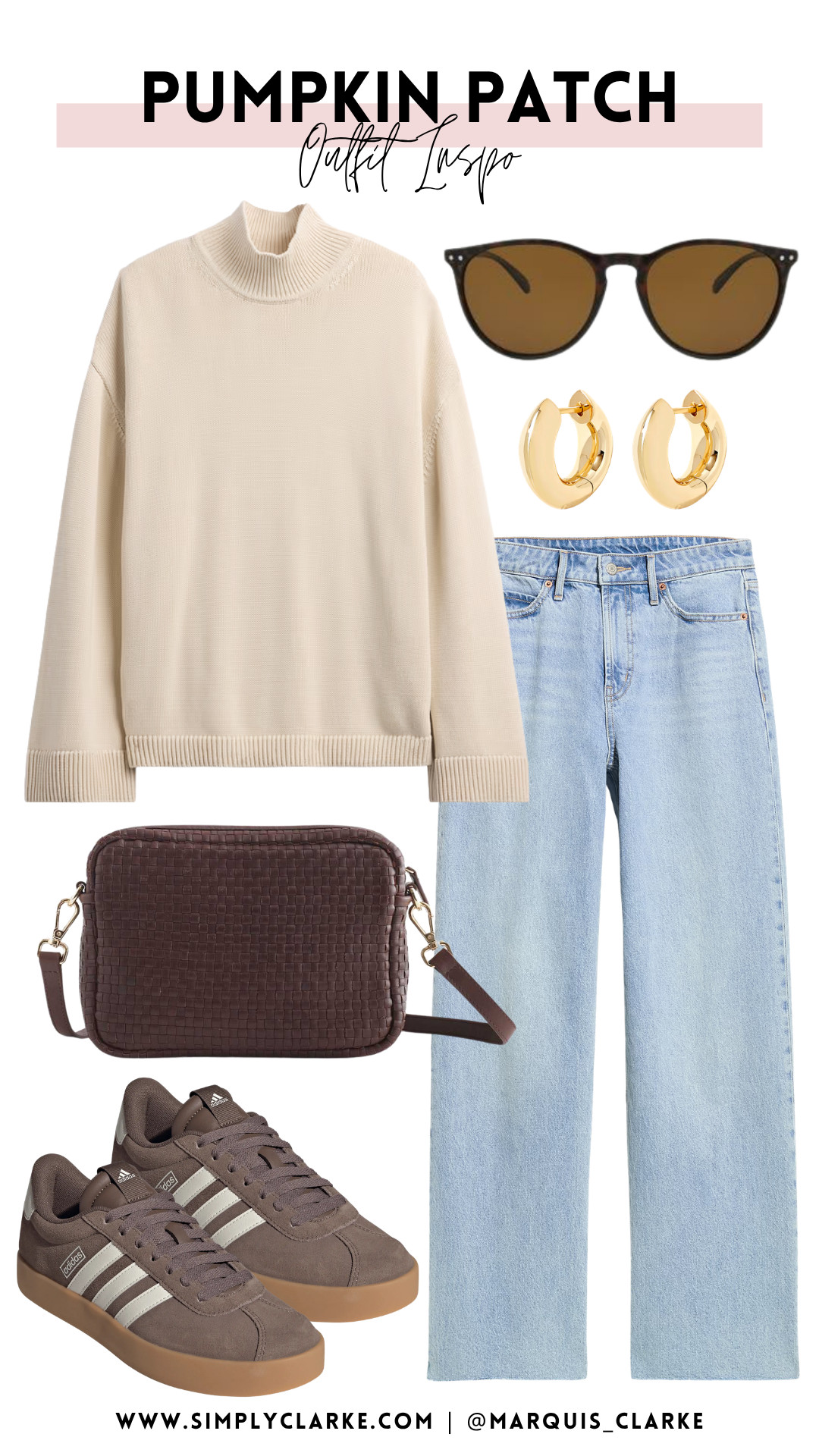 Pumpkin patch outfit inspo! A cozy cream sweater, wide leg jeans, and brown sneakers make the cutest casual fall look! Add a woven crossbody and gold hoops, and you’re ready for cider, hayrides, and all the fall photos. Shop the look below!


pumpkin patch outfit - fall outfit ideas - cozy cream sweater - wide leg jeans - brown Adidas sneakers - woven crossbody bag - casual fall style - neutral fall outfit - fall accessories

 

 #LTKootd #LTKmomlife #LTKSeasonal