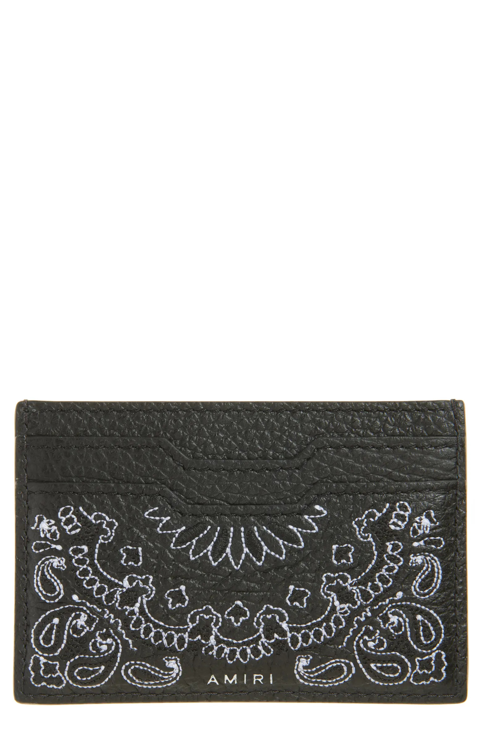 AMIRI Bandana Embroidered Leather Card Case | Nordstrom | Nordstrom