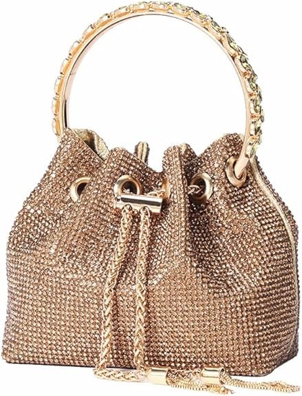 DJBM Women Full Diamonds Bucket Handbag Rhinestone Clutch Purse Evening Clutch for Women Party Pr... | Amazon (US)