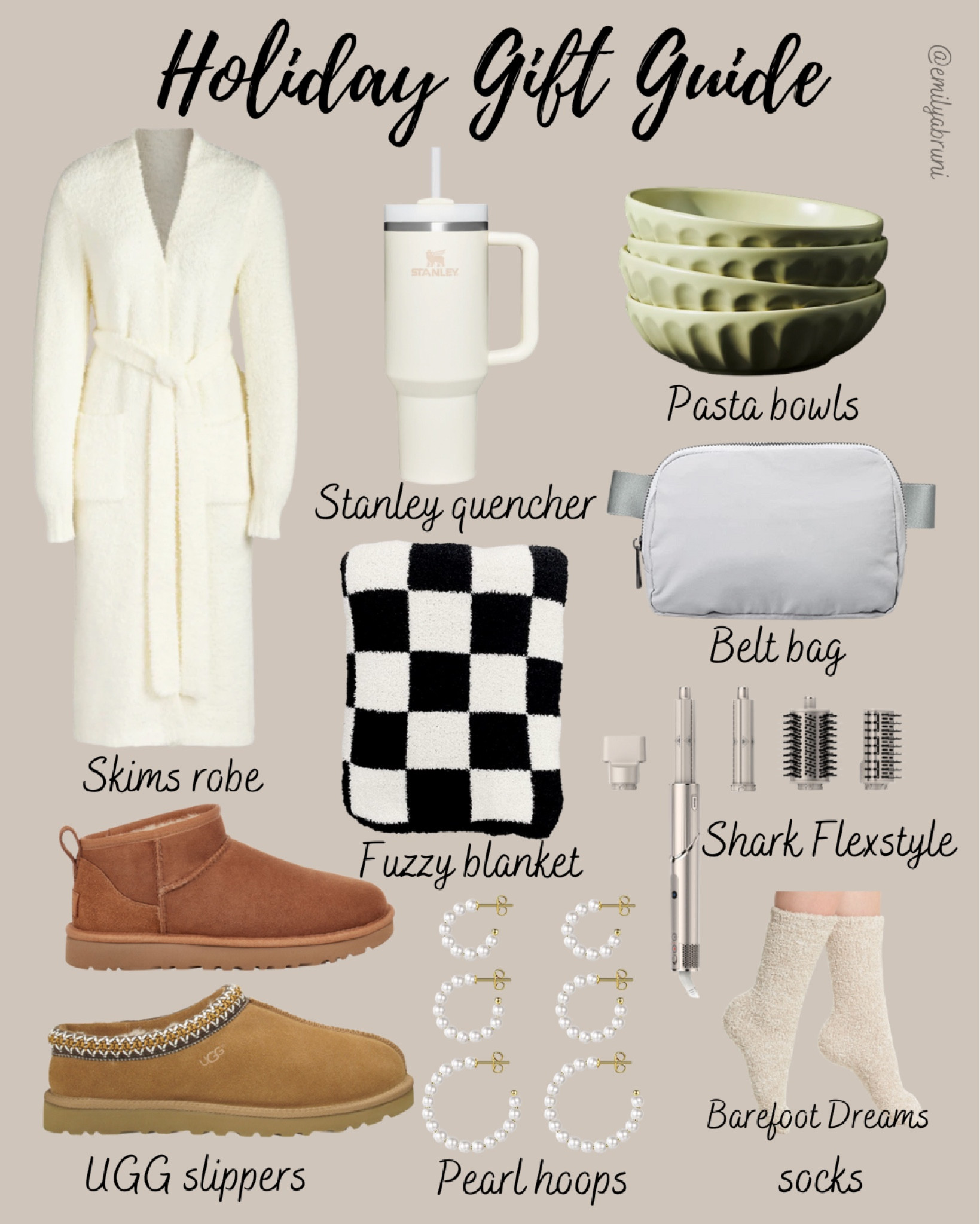 Gift guides - holiday must haves 

- skims robe
- Stanley quencher
- belt bag
- ugh slippers 

#LTKGiftGuide #LTKsalealert #LTKCyberweek