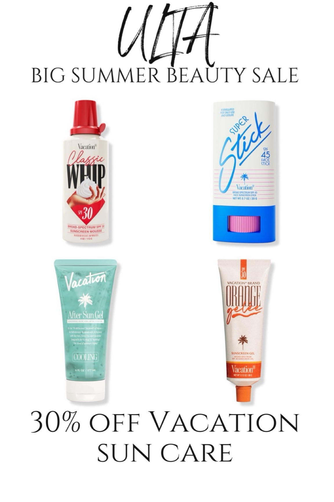 ULTA big summer sale 
30% off vacation sun care 
Viral whip sunscreen ☀️ 🧴 

#LTKBeauty #LTKSummerSales #LTKSaleAlert