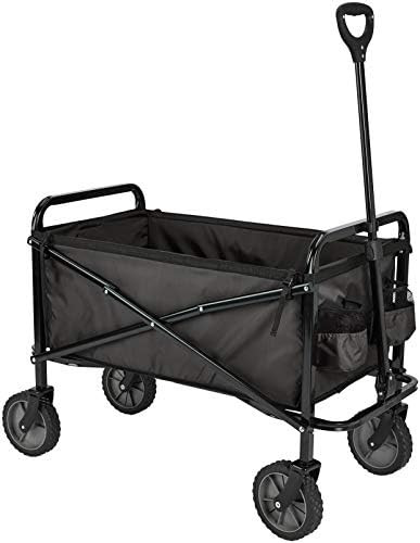 Amazon Basics Collapsible Folding Outdoor Utility Wagon with Cover Bag, Black | Amazon (US)