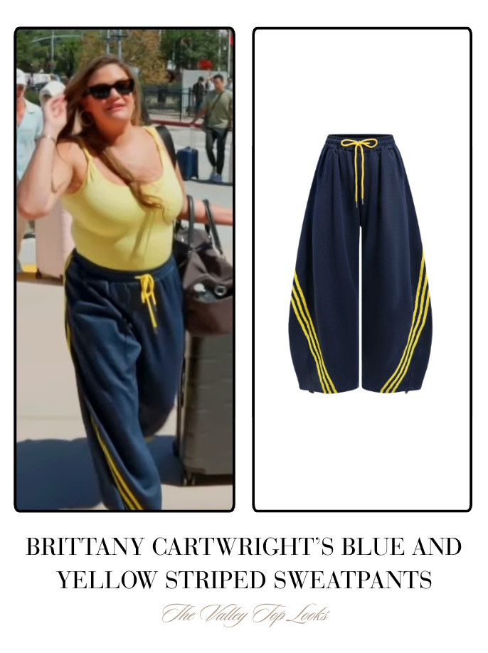 Brittany Cartwright's Blue and Yellow Side Striped Sweatpants is by Micas // Shop Similar 

 
