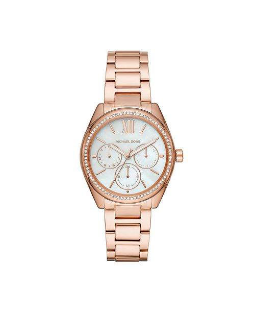 Michael Kors Women's Janelle Multifunction Rose Gold-Tone Stainless Steel Bracelet Watch 36mm MK7... | Macys (US)
