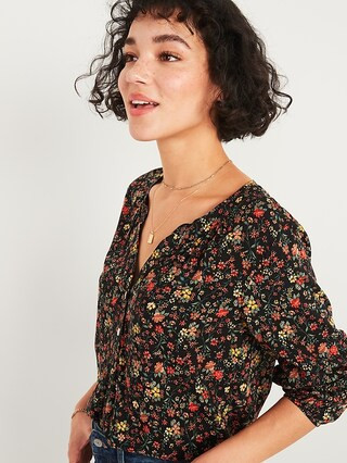 Women / TopsPrinted Split-Neck Blouse for Women | Old Navy (US)