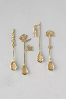 Brass Floral Spoons, Set of 4 | Terrain