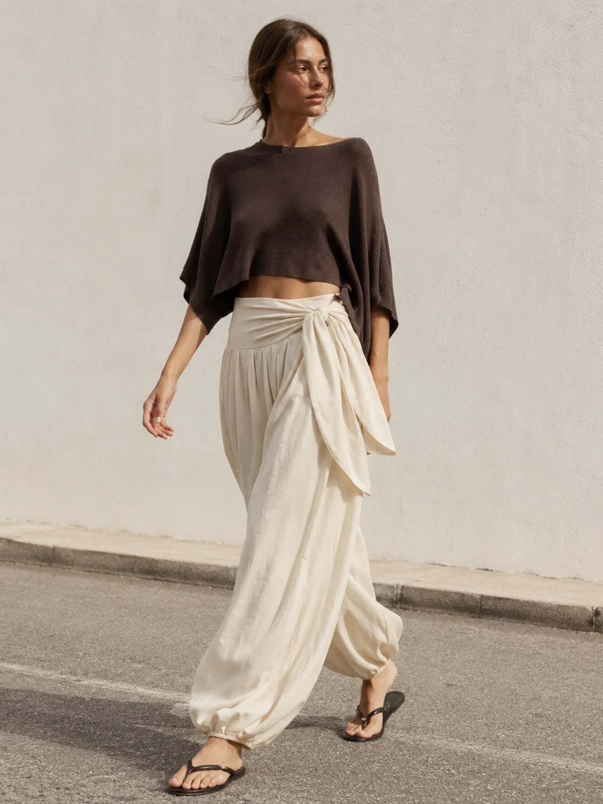 Knot Waist Cotton Linen Jogger Pants | Commense