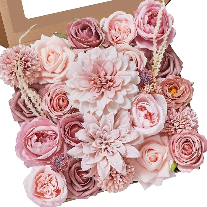 Alecono Artificial Flowers, Dusty Pink Silk Fake Flowers for DIY Wedding Bridal Bouquets, Wedding... | Amazon (US)