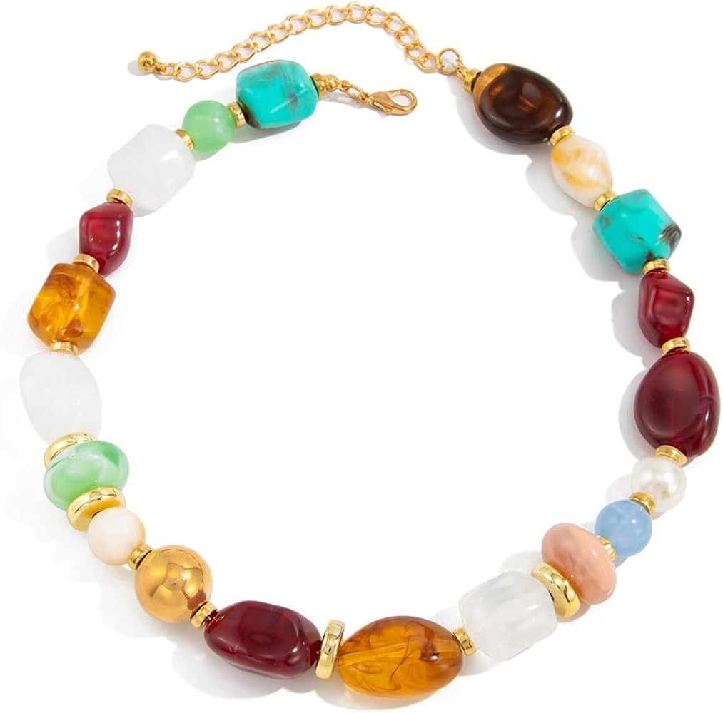Boho Chic Beach Jewelry:Inspired by the laid-back beach jewelry for women, this chunky gold neckl... | Amazon (US)
