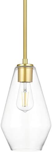 Amazon.com: Pendant Lighting for Kitchen Island - Farmhouse Satin Brass Pendant Light with Clear ... | Amazon (US)