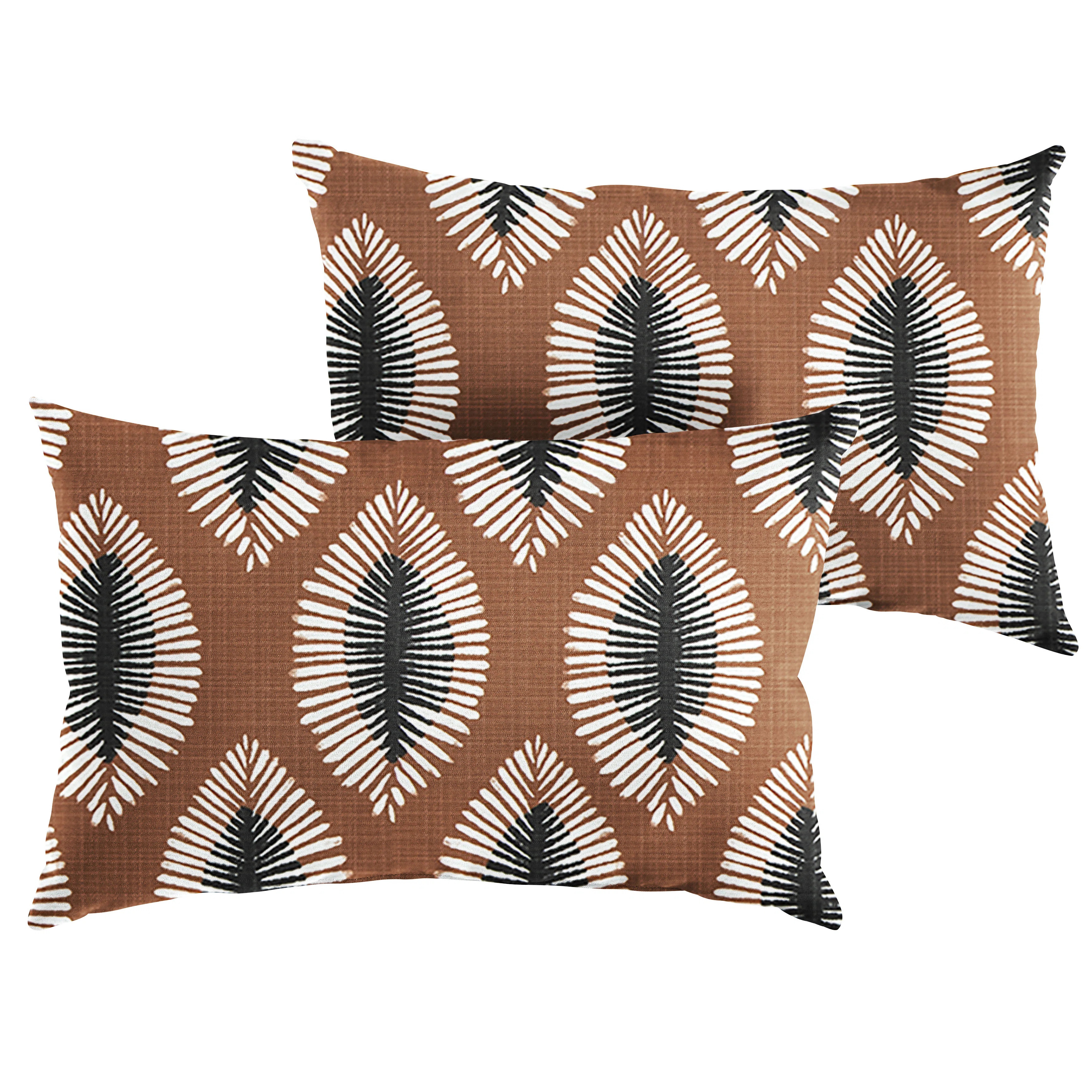 Martello Indoor/Outdoor Geometric Brown/Black Rectangular Lumbar Cushion Cover | Wayfair North America