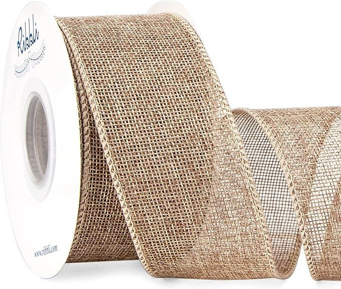 Ribbli Natural Burlap Wired Ribbon,2 Inch x Continuous 10 Yard, Wired Edge Ribbon for Big Bow,Wre... | Amazon (US)