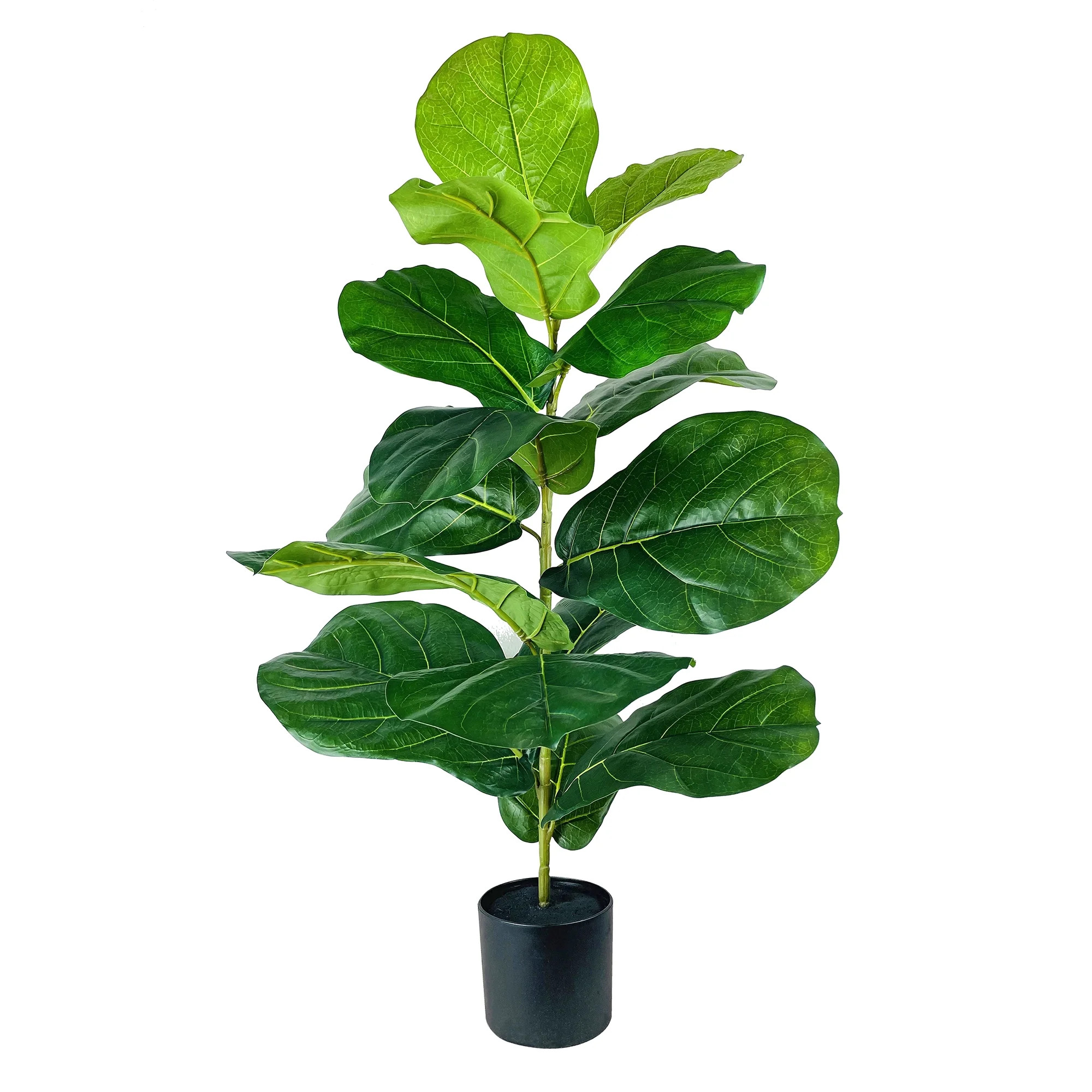 Mainstays Artificial Plant, Fiddle Leaf Fig Plant, 3.33 ft, Black Plastic Grower's Pot | Walmart (US)