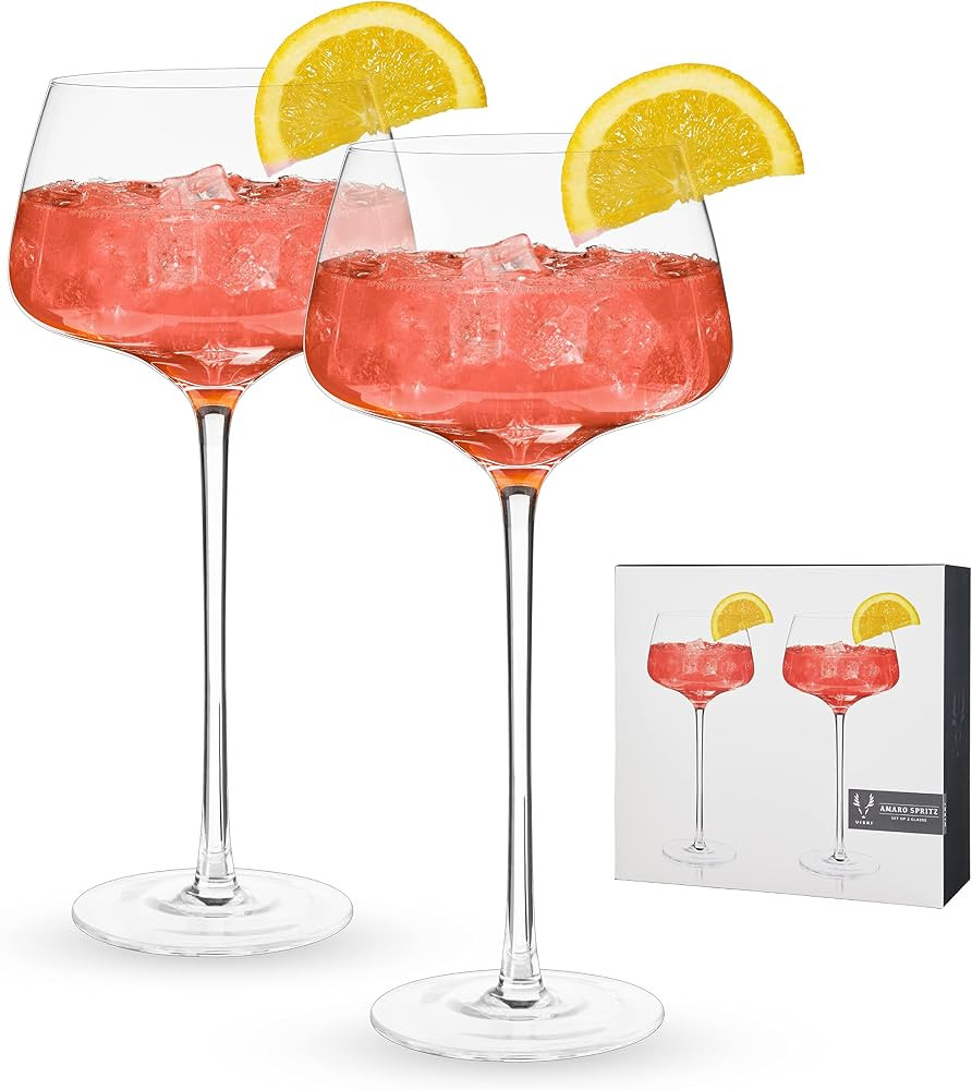 Viski Angled Stemmed Cocktail Glasses for Aperol Spritz, Campari Spritz, Tonic, Classic Cocktails... | Amazon (US)