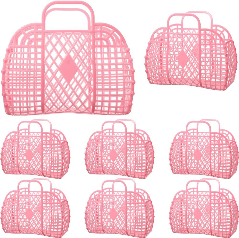 Tatuo 8 Pcs Jelly Purse Jelly Basket Beach Bags Reusable Handbags Plastic Eater Egg Basket for Wo... | Amazon (US)
