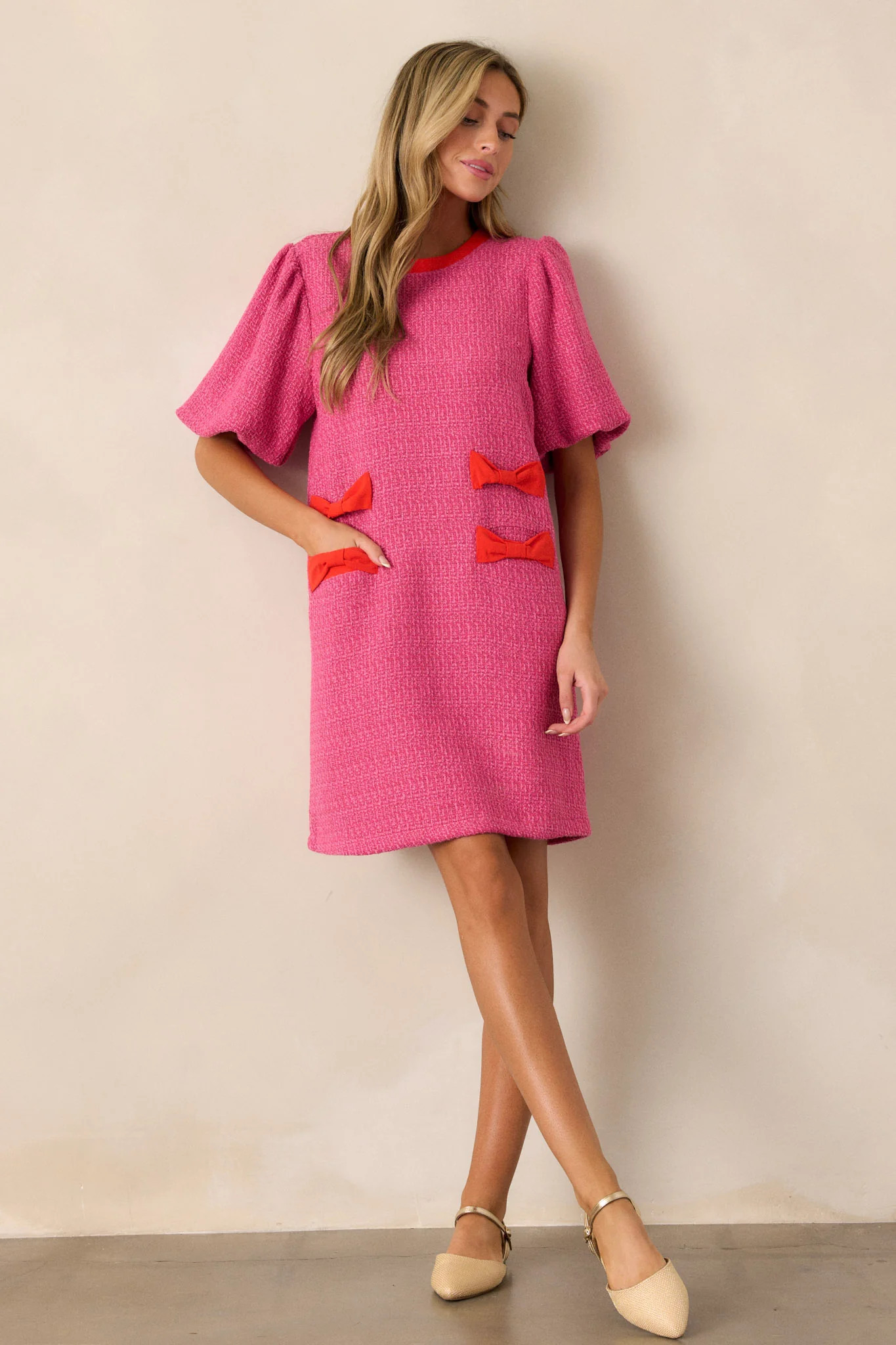 Angel Eyes Pink Tweed Mini Dress | Red Dress
