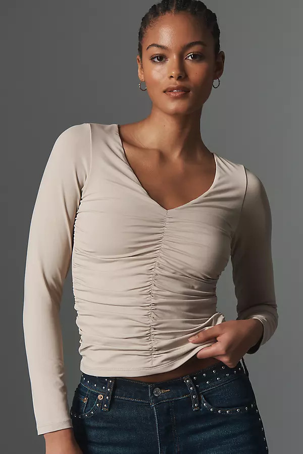 By Anthropologie Long-Sleeve Ruched Top | Anthropologie (US)