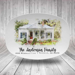 Custom Platter With Home  Blue and White Gift Personalized  - Etsy | Etsy (US)