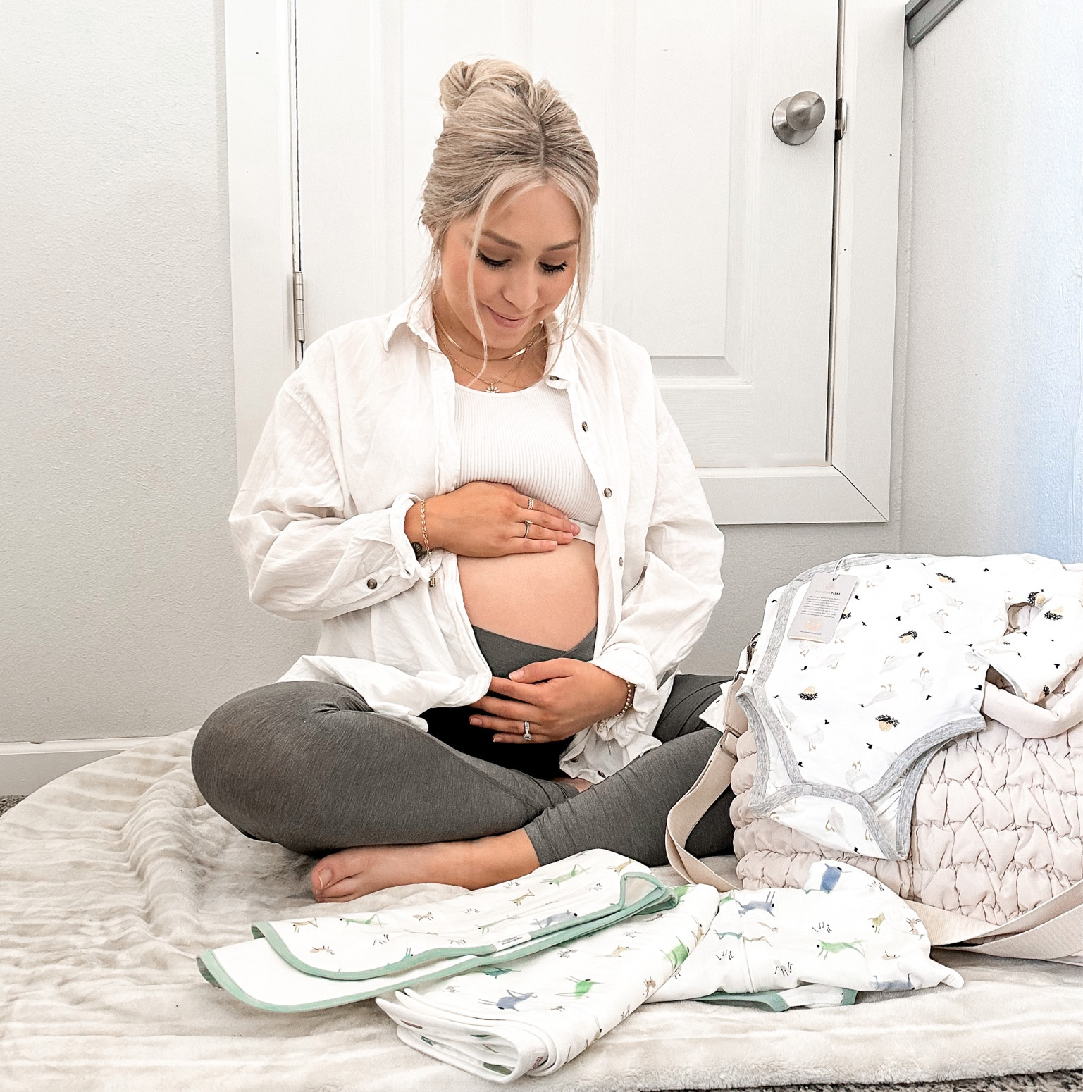 Getting a head start on my hospital bag because when Zane surprised us early I was NOT prepared at all! This time I’m packing what I feel I NEED some of which include burp cloths, a sleep sack and cute onesies! The ones I’m packing are from Nest Designs and they’re sooooo soft and so cute for baby! All of the prints for the spring/summer collection are perfect for either boy or girl and I can’t wait to see baby T wearing all this cuteness.
My maternity leggings are also from Nest Designs and they’re so soft and buttery comfy! Shop my Nest Design items on LTK 
#Ad @nest_Designs

#LTKbaby #LTKbump #LTKfamily