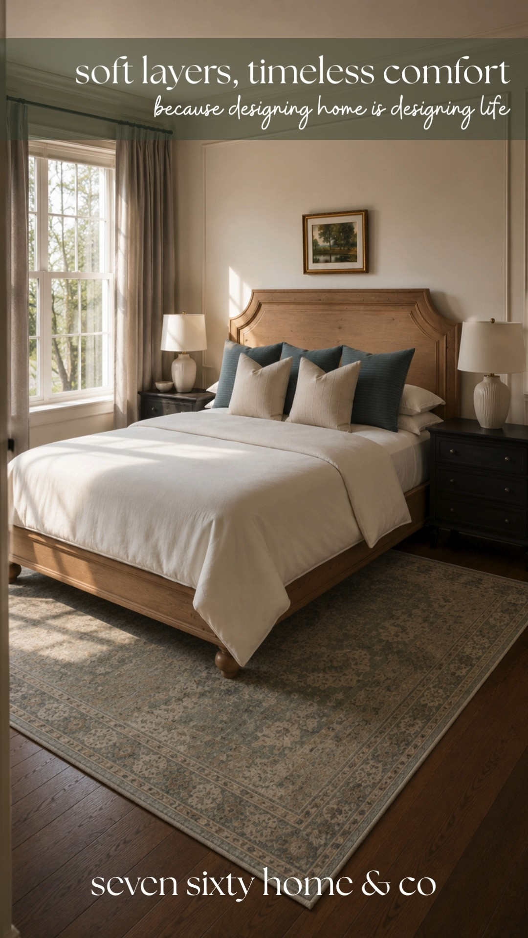 This bedroom proves that timeless design doesn't have to feel formal.

Warm wood tones, crisp white bedding, soft blue accents, and classic furniture come together to create a room that's equal parts comfortable and refined. It's a style that works beautifully in both new builds and older homes.

Shop every piece from this complete bedroom design in LTK. 

 #LTKHome
