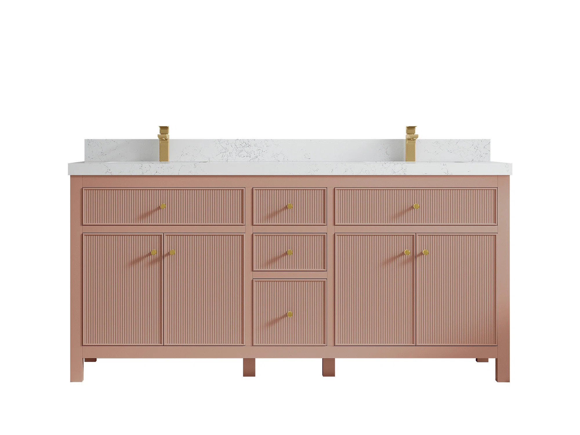 Sonoma 72 In. W X 22 In. D Double Sink Bathroom Vanity In Warm Terracotta With Quartz | Wayfair North America