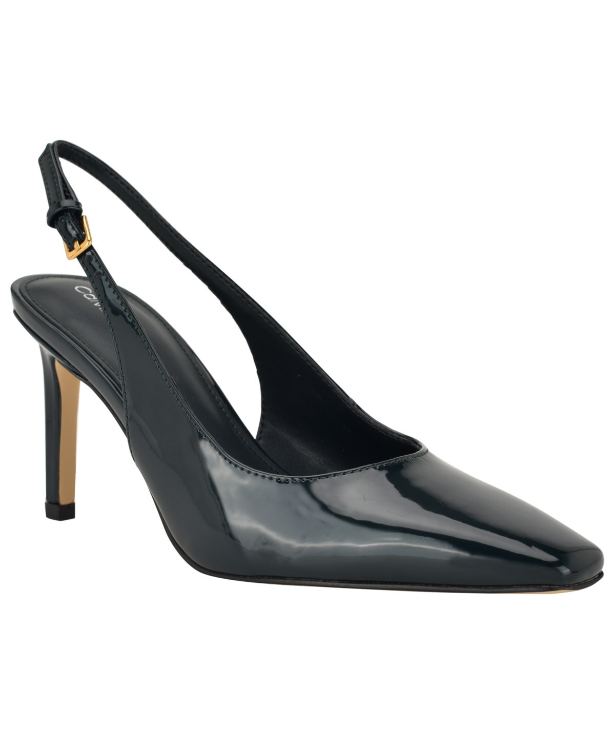 Calvin Klein Women's Harbella Slingback Stiletto Pumps - Dark Green Patent | Macy's