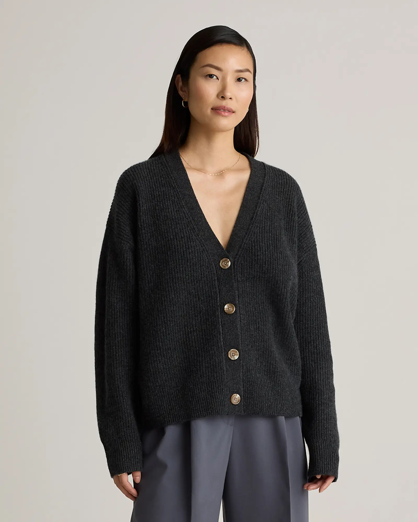 Mongolian Cashmere Fisherman Boxy Cropped Cardigan Sweater | Quince