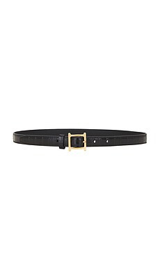 Helsa Logo Mini Waist Belt in Black Croco & Gold from Revolve.com | Revolve Clothing (Global)