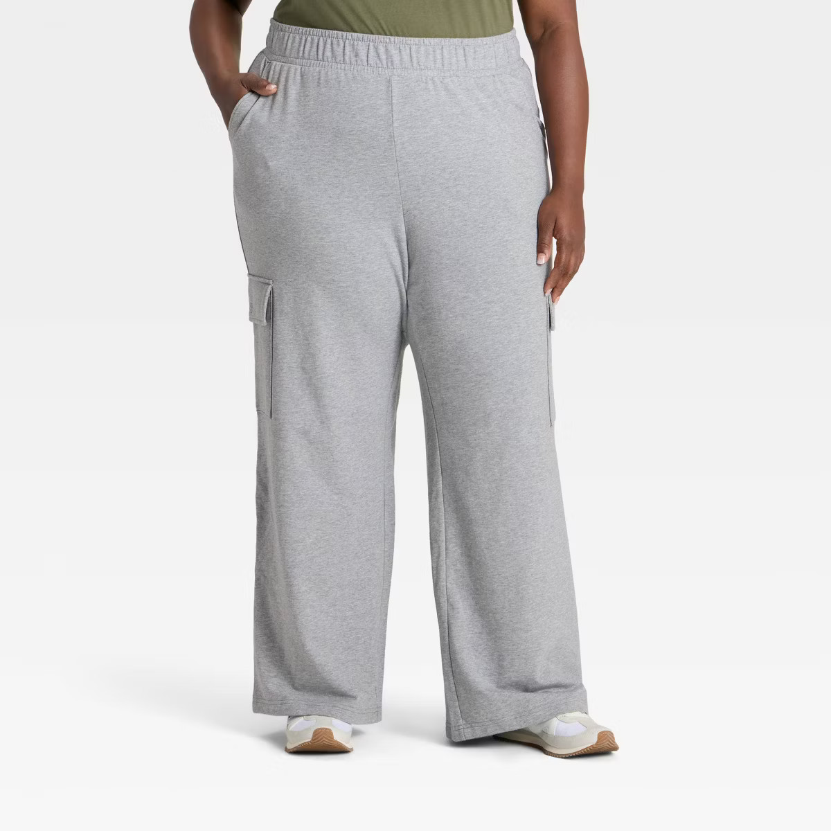 Women's High-Rise French Terry Wide Leg Cargo Pants - Ava & Viv™ | Target