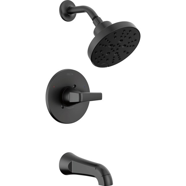 Delta Sparrow Matte Black 1-handle Multi-function Round Bathtub and Shower Faucet | Lowe's