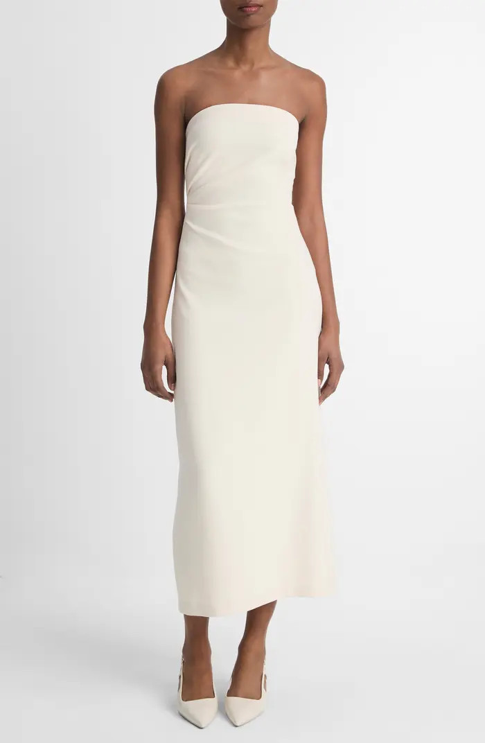 Vince Ruched Strapless Midi Dress | Nordstrom | Nordstrom