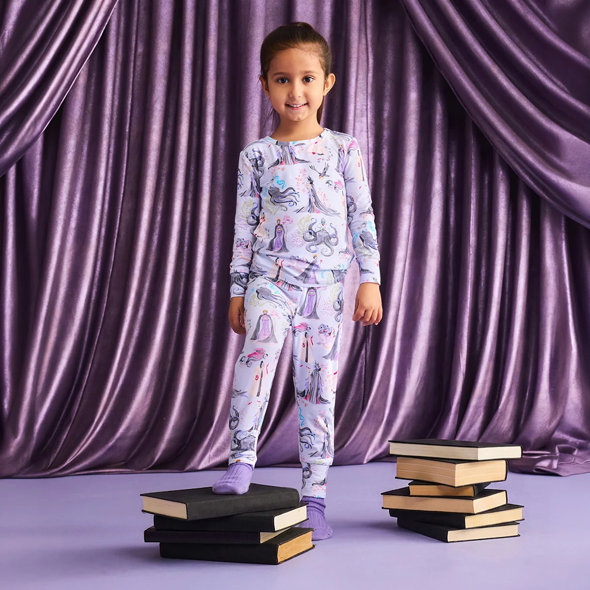 Fairytale Gray Long Sleeve Disney Villains Classic Pajama Set | Posh Peanut\u00ae | Posh Peanut