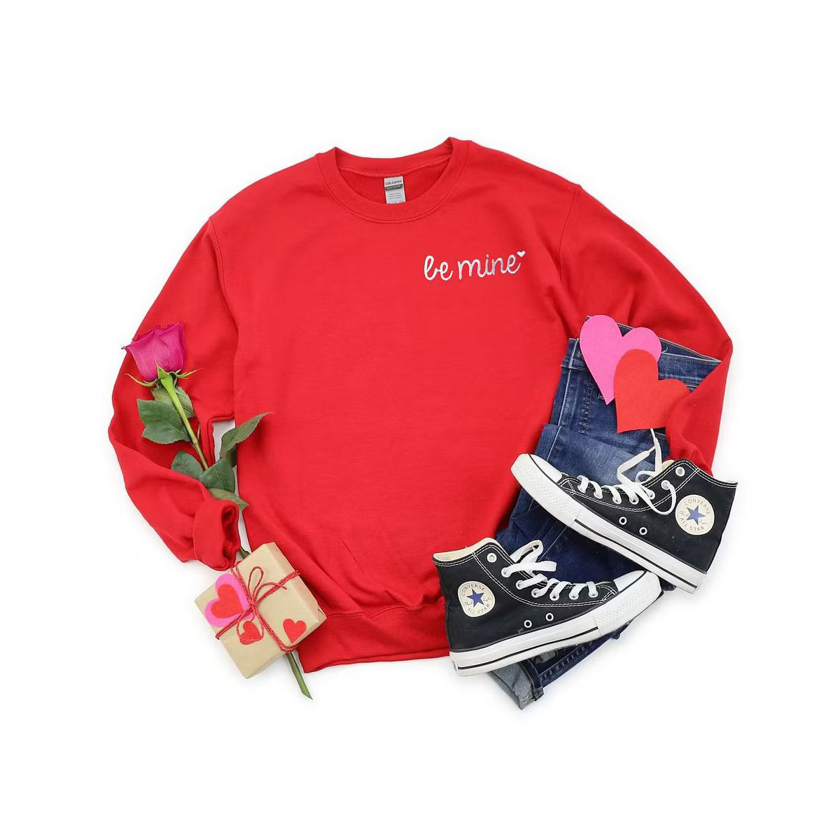 Simply Sage Market Women's Graphic Sweatshirt Embroidered Be Mine Heart | Target